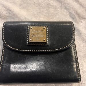 Dooney & Bourke Black Leather Wallet with Gold Accents